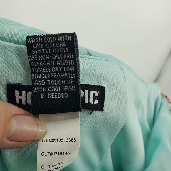 Hot Topic Pin Up Dress Mint Green with Peach Floral Halter and Back Zipper Med - Picture 3 of 7